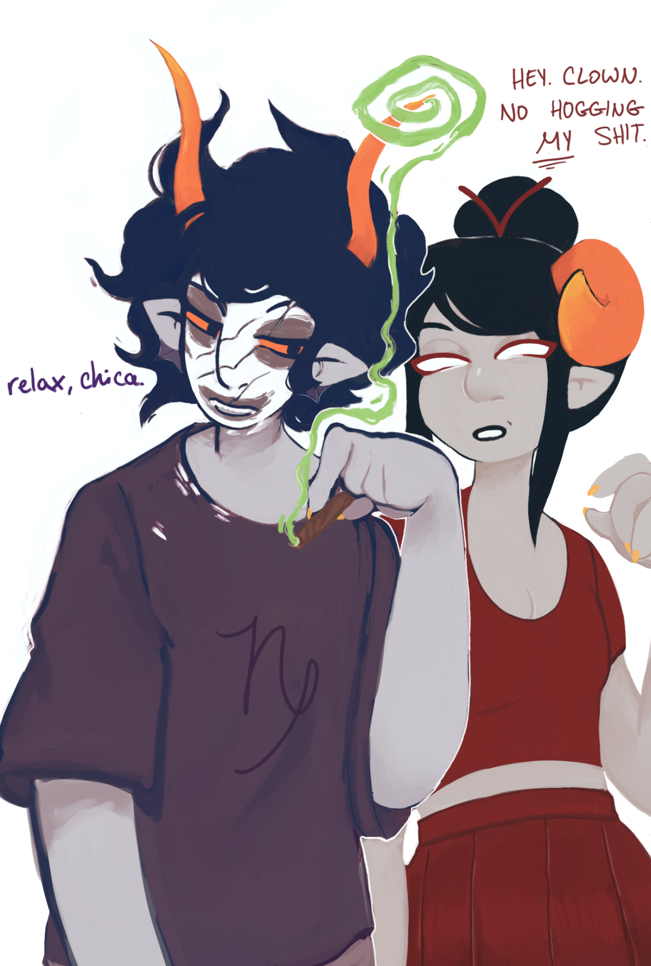 gamzee and damara smoking w dialogue